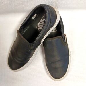 Vans black slip-on perforated leather S 5 excellent condition